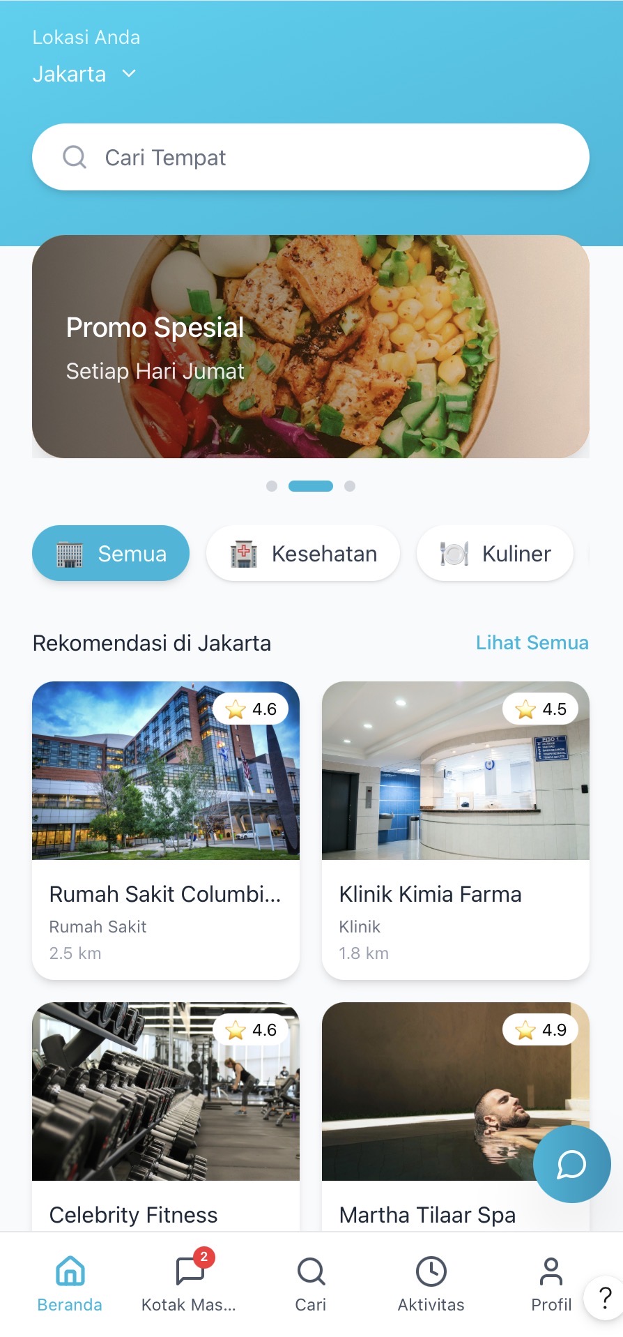 Tampilan beranda aplikasi WaitLess